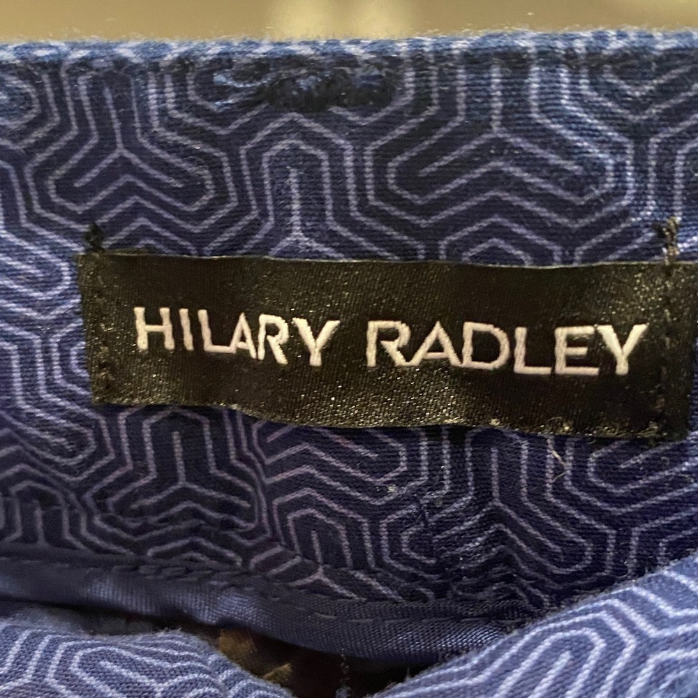 Hilary Radley Navy Cropped Pants Geometric Ankle Workwear Business Casual 4 - Picture 2 of 6